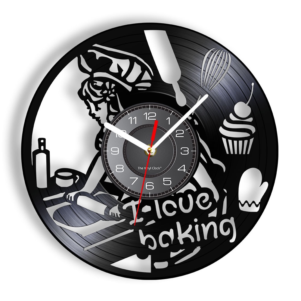 Kitchen And Baking Life - Настенные часы из виниловой пластинки с